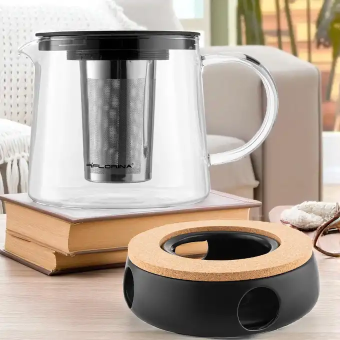 Dzbanek z zaparzaczem Baron Florina 1,5 l z podgrzewaczem Universal Czarnym